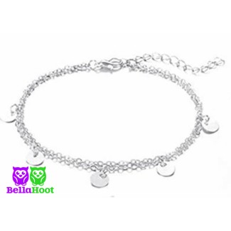 Anklet - Silvertone -  Disc Dangles